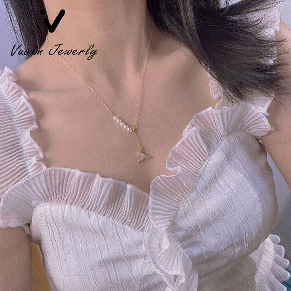 

pearl necklace mermaid fritillary necklace natural freshwater pearl pendant 14k gold plated for women fashion accessory, Silver