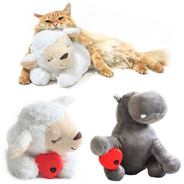 

cute animal shape heartbeat puppy behavioral training toy plush pet comfortable snuggle anxiety relief doll small supplies