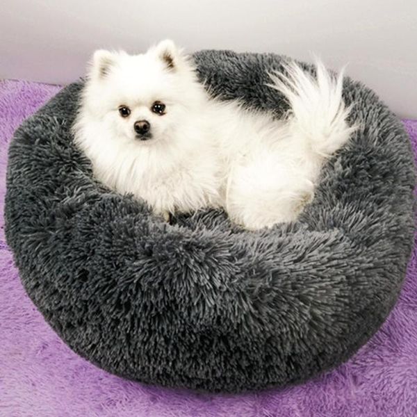 

cat beds & furniture dog round calming bed warm sleeping plush soft pet house donut comfortable litter product