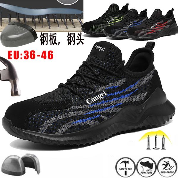 

464748 size labor protection shoes mens large size anti-smash and anti-puncture breathable womens small size lightweight construction site w, Black;white