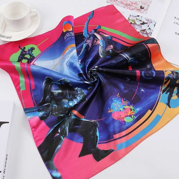 

handkerchief printed with silk towel and polyester, White