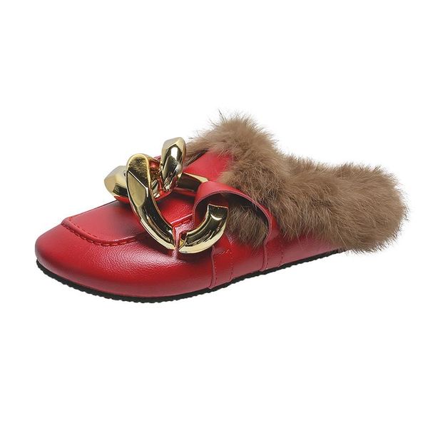 

slippers baotou half drag women 2021 spring/summer metal chain outdoor all-match fashion outer wear ms sandals, Black