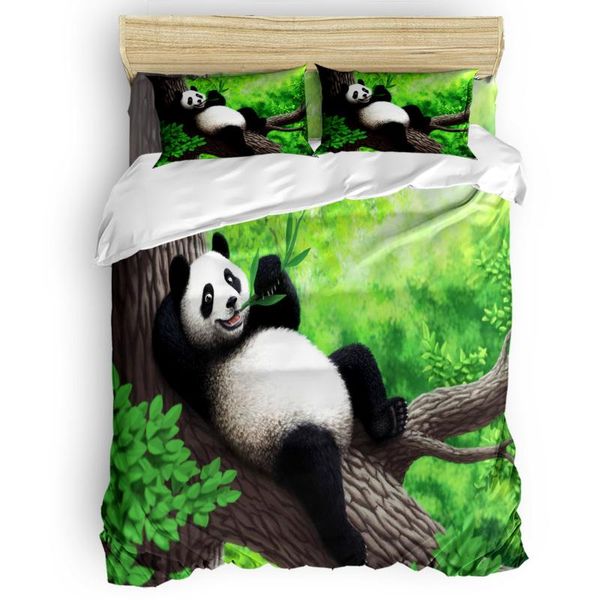 

bedding sets panda green forest bamboo cute duvet cover set with pillowcase bedroom supplies king size comforter