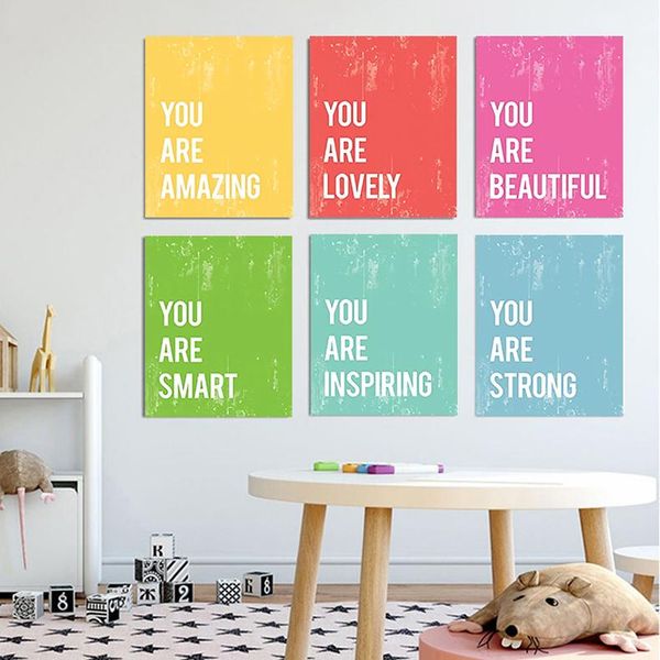 

paintings motivational text quote poster canvas nursery print simplicity art painting colorful wall picture nordic kids baby bedroom decor