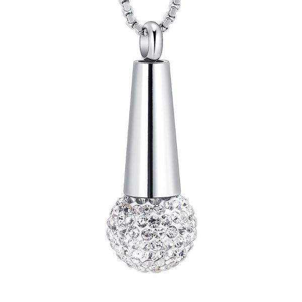 

pendant necklaces microphone cremation jewelry for ashes urn necklace with crystal stainless steel keepsake memorial ash, Silver