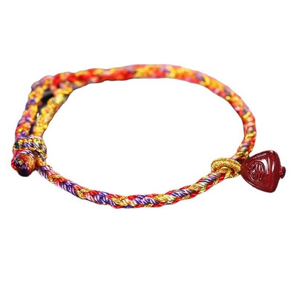 

beaded, strands 2021 colorful cinnabar rope hand-woven bracelet, Black
