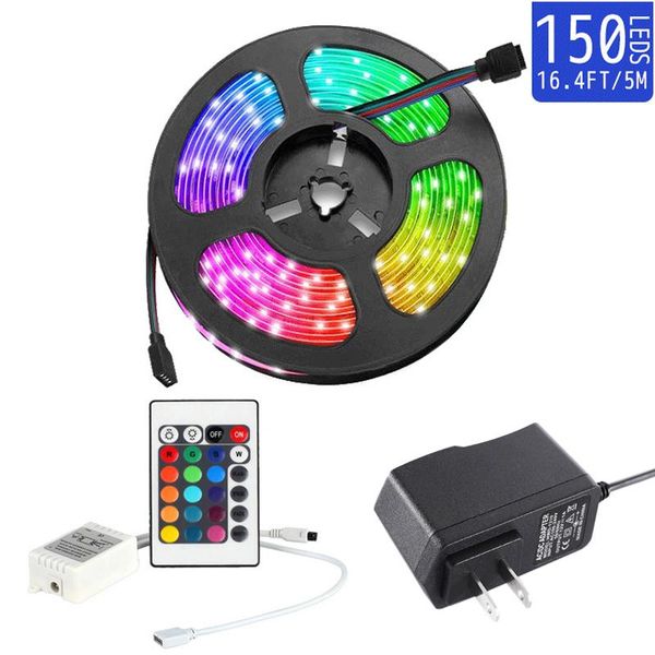 

strip dc12v ribbon flexible rope 150leds 5meter long ir24keys colorful remote controller easy operation light strips led