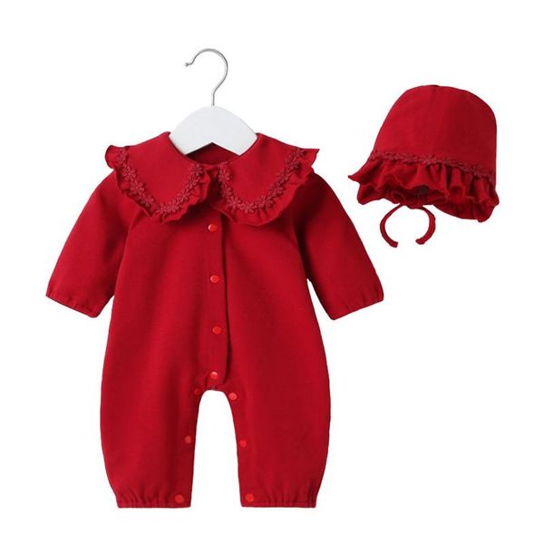 

born baby girl spring clothes 100% cotton princess girls clothing romper+cap birthday baptism 0-12 months kids jumpsuits, Blue