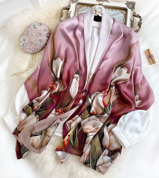 

scarves 100% pure silk scarf and wraps for women double layer shawl hangzhou mulberry spring mothers, Blue;gray
