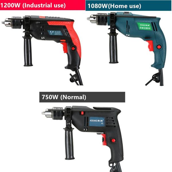 

professiona electric drills 1200w adjust speed hand drill industrial impact hammer screw driver bits power tools