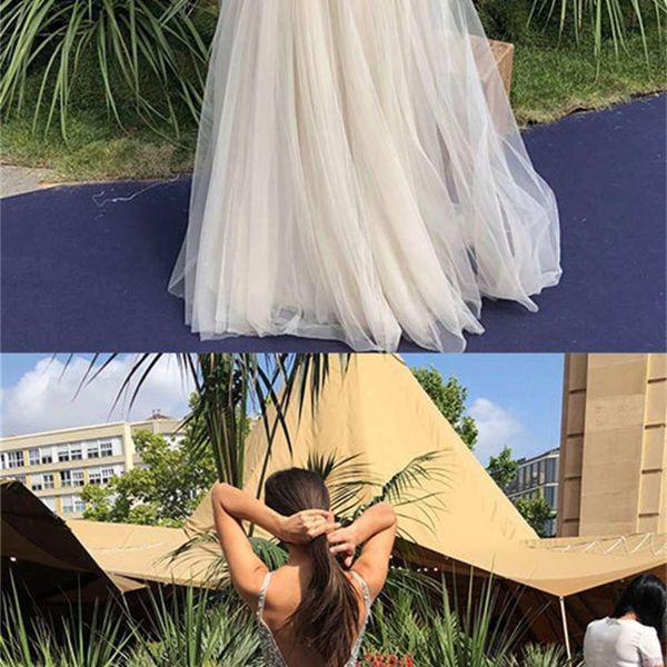 

dress v-neck sequin open back long skirt women s clothing, Black;gray