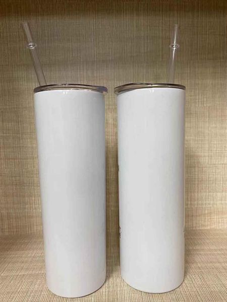 

sublimation skinny tumblers 20oz blank white tapered straight skinny cup with lid straw 20oz stainless steel vacuum insulated water mug