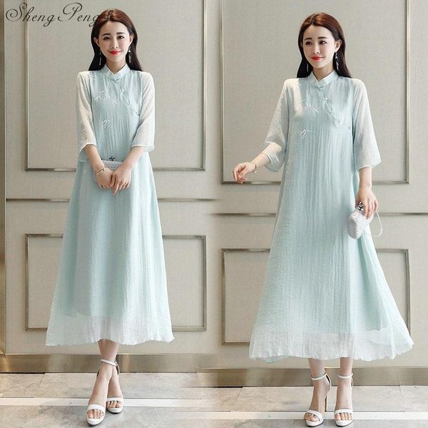 

chinese cheongsam oriental style dresses elegant women modified modern qipao dress traditional v1726 ethnic clothing, Red