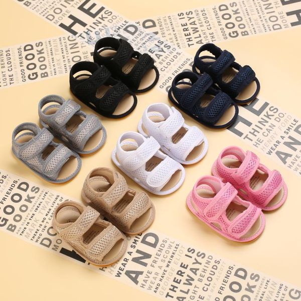 

sandals summer 0-18 months baby shoes soft rubber soles breathable mesh cloth empty, Black;red