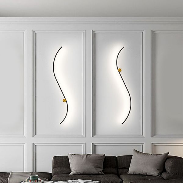 60 / 100CM Lampade da parete moderne e minimaliste a LED Soggiorno Camera da letto Comodino Lustro AC110V-240V Lampada nera per interni Corridoio Illuminazione decorativa