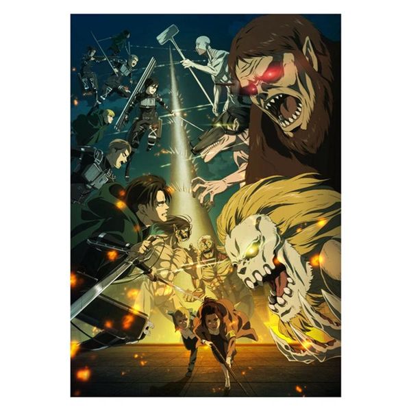 

wall stickers attack on titan posters japanese anime coated paper prints clear image livingroom bedroom decoration bar cafe home