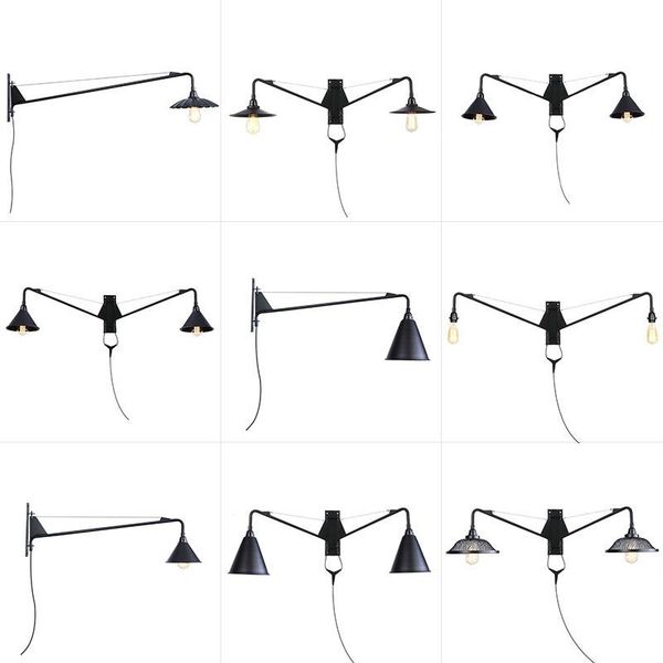 

wall lamp american style nostalgic modern retro simple el restaurant coffee shop aisle living room iron long arm