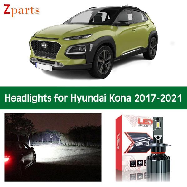 

car headlights bulbs for kona led headlight headlamp low high beam canbus white auto lights front lamp 12v 6000k accessories