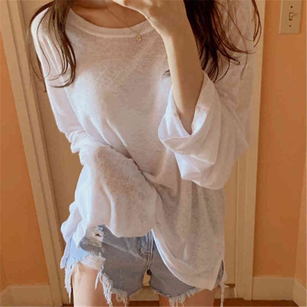 

women's t-shirt long-sleeve elastic shirt, spring shirt for women, slim summer clothes tmvs, White