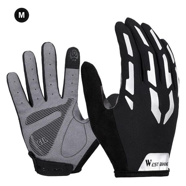 

cycling gloves west biking 2pcs wear resistant reflective touch screen riding finger for outdoor fitness sport, Black