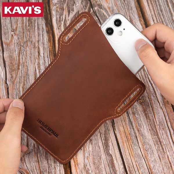 

wallets kavis brand cow leather men cellphone case belt waist bag male portable phone bags genuine travel quality perse, Red;black