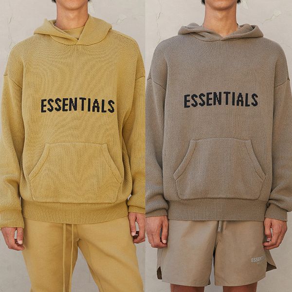 

21fw mens front logo knit pullover casual oversize hooded sweater hoodies men women hip hop streetwear mg210130, Black