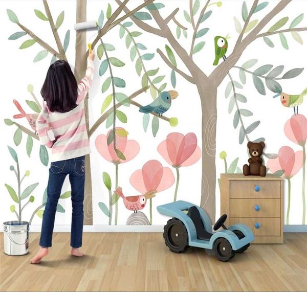 

wallpapers milofi web celebrity wind forest cartoon bird children room background wall custom wallpaper mural 8d waterproof cloth