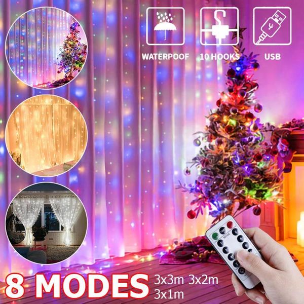 

strings 3m led fairy lights garland curtain lamp remote control usb string on the window christmas decorations for home