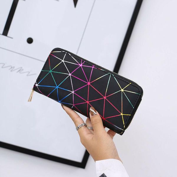 

wallets fashion women ladies leather wallet long zip purse card phone holder case clutch handbag, Red;black