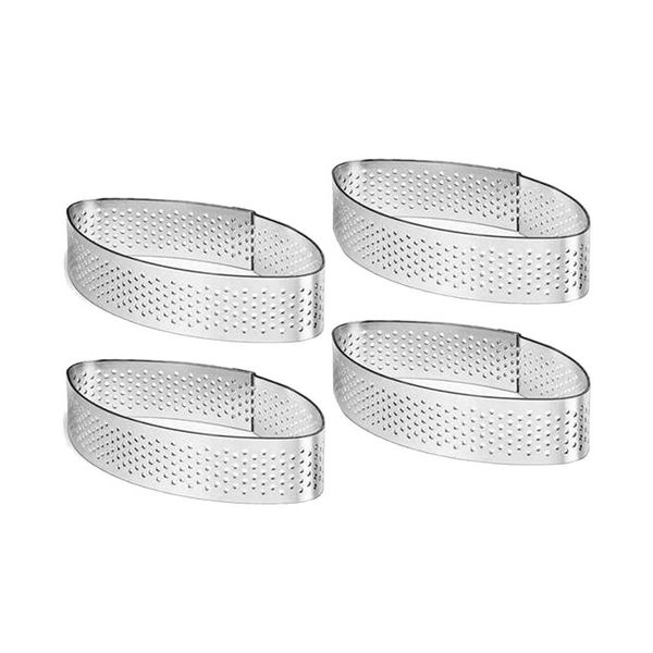 

baking & pastry tools 4pcs cake mold tool cheese tart ring kitchen utensils porous mouss french (boat)