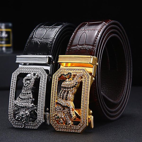 

belts men belt fashion alloy automatic buckle business affairs casual decoration men's designer, Black;brown