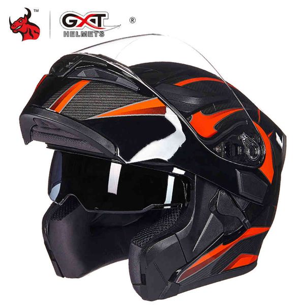 

gxt helmet flip up cross men full face helmets rcycle capacete casco moto with doublel lens dot