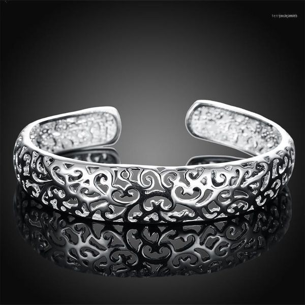 

vintage fashion plated bezel hollow open bracelet girl bracelets & bangles female cute women wedding jewelry1, Black