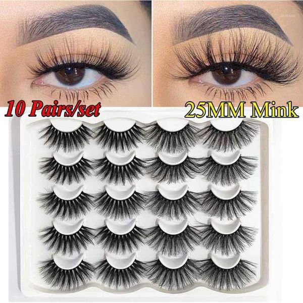 

10pairs/set 25mm 3d mink false eyelashes handmade dramatic volume wispies fluffy fake women lash extension makeup tool1