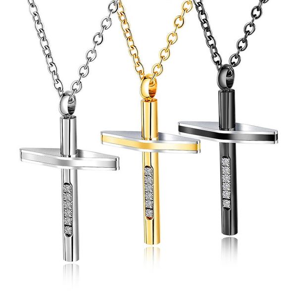 

pendant necklaces classic simple cross necklace men's steampunk stainless steel accessories fashion party jewelry gifts for the year, Silver