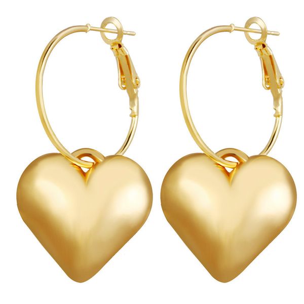 

love earrings originality concise golden metal heart-shaped eardrop trend ear hook, Golden;silver