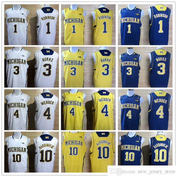 

ncaa michigan wolverines 1 robinson iii 3 trey burke mens chirs 4 webber tim 10 hardaway jr. college basketball jersey big 10 patch, Black