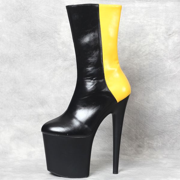 

mixed colors  inch 20cm mid calf ankle boots high heel dancing boots, Black;white