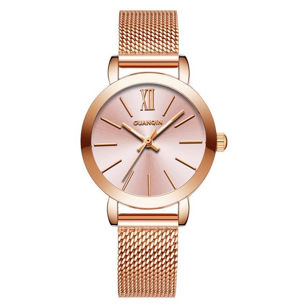 

wristwatches guanqin 2021 watch women fashion casual woman quartz gradient color simple ladies small dial, Slivery;brown
