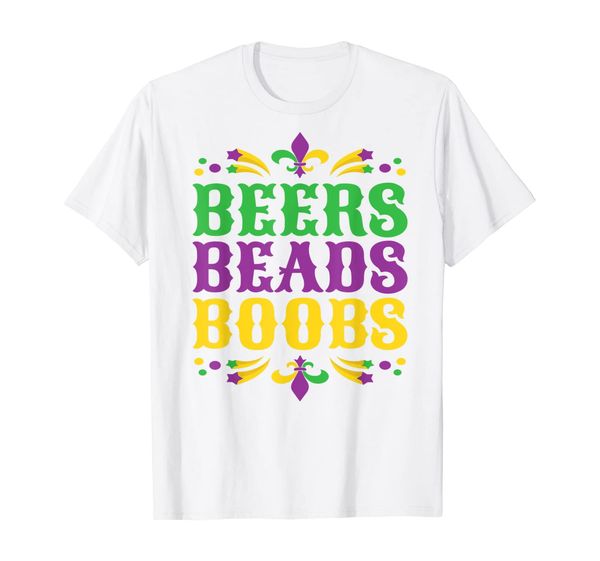 

mardi gras beers beads boobs funny t-shirt party gift, White;black