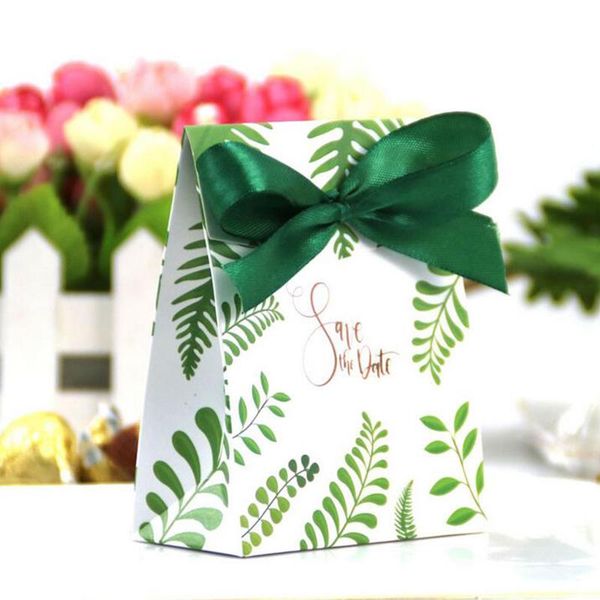 

gift wrap 10/50/100pcs green leaves candy box wedding favor paper bag packaging hawaiian jungle birthday party decoration