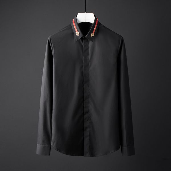

business shirt deluxe and products released in autumn and winter of 2021: exquisite men's collar, pearl embroidery, long sleeve slim we, White;black