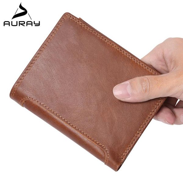 

wallets auray men vintage luxury genuine leather wallet money bag coin purse rfid mens card holder, Red;black