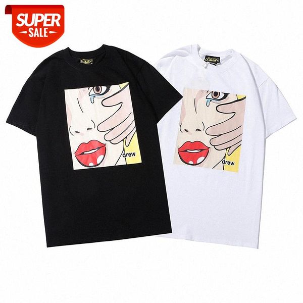 

trending drew justin bieber the same round neck short sleeve men and women crying tears pattern printed t-shirt #rb4u, White;black