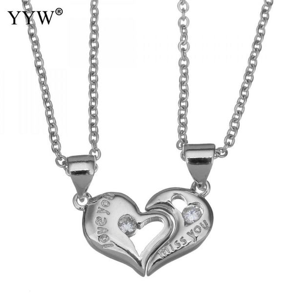 

pendant necklaces gold silver color couple necklace letter carved hollow heart lover trendy stainless steel jewelry gift 2pcs/set