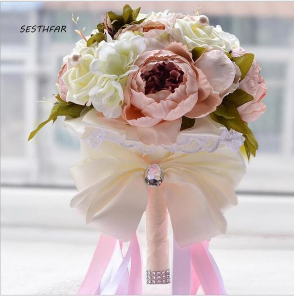 

wedding flowers holder bouquets artificial bouquet bridal bridesmaids silk rose home party prom supplies sph020