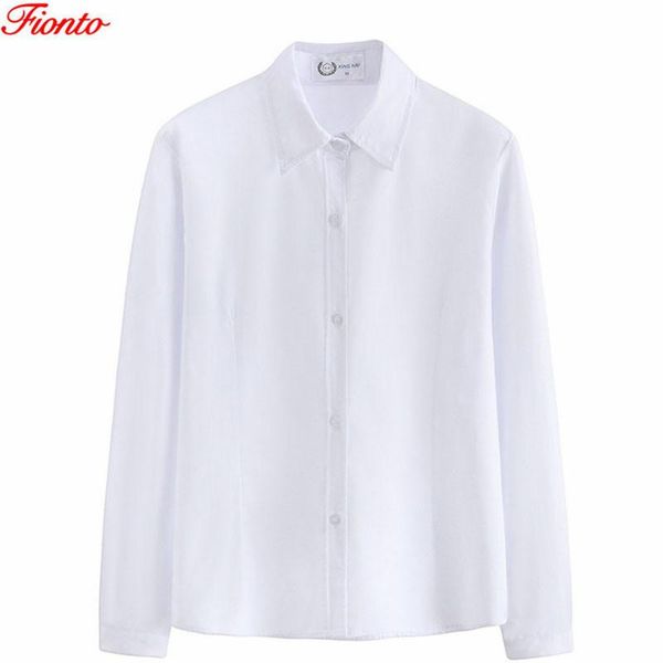 

minimalist wind women solid white blouse shirt large size long sleeve lapel office lady wild uniform zf11128 women's blouses & shirts