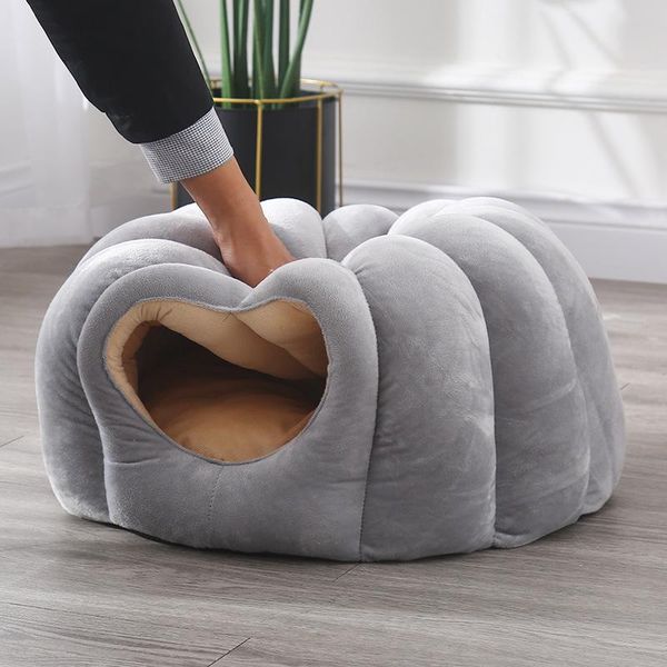 

cat beds & furniture warm cave bed pumpkin hooded dog kennel warming cuddler sleeping house cushion for small cats dogs puppy kitten