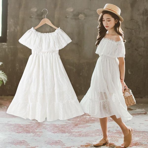 

summer a line bateau sleeveless knee length chiffon solid color lace korean version 2021 white fashion princess dress ntz00146 girl's d, Red;yellow