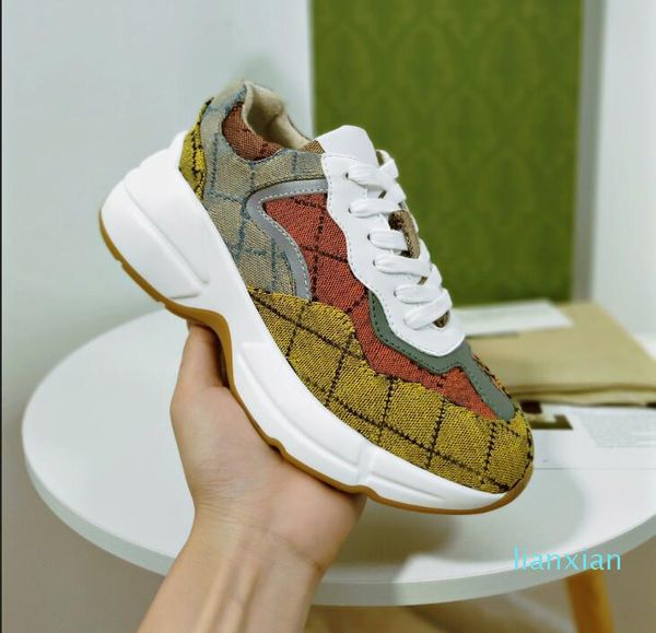 

2021 rhyton shoes tongue height increase red sneaker boots daddy trainder geninue leather size us5-us11 mix 30 models, Black